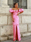 Elegant Off Shoulder Side Slit Sheath Floor Length Prom Dress,SWS2311