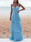 Sexy V-neck Ruffle A-line Long Prom Dress,SWS2068