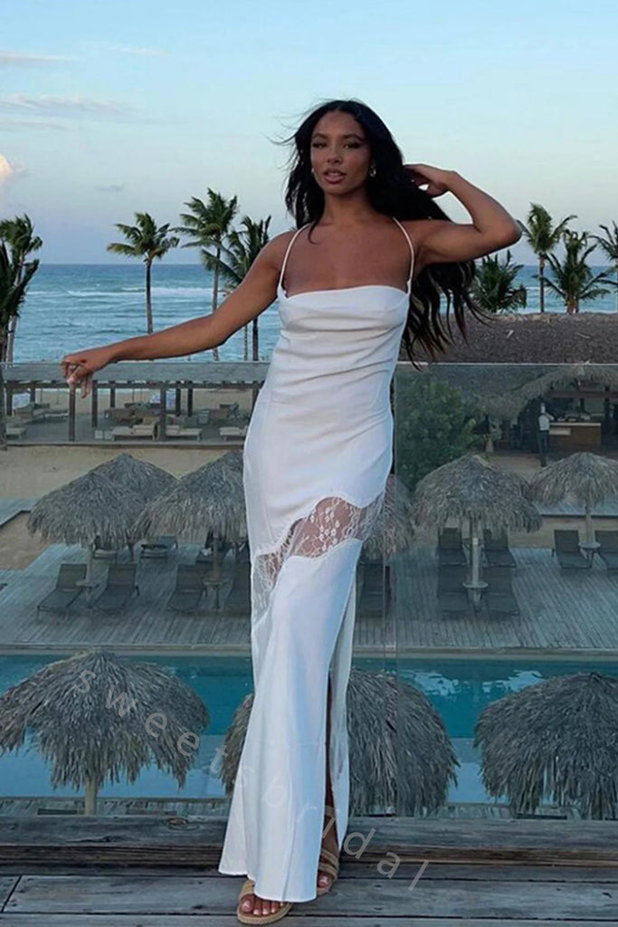Sexy Spaghetti Straps Sleeveless Mermaid Long Prom Dress,SWS2101