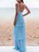 Sexy V-neck Ruffle A-line Long Prom Dress,SWS2068
