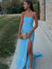 Elegant Strapless Sleeveless Side slit Mermaid Long Prom Dress,SWS2070