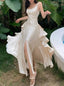 Elegant Side slit Ruffle A-line Long Prom Dress,SWS2062