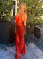 Sexy V-neck Sleeveless Sheath Floor Length Prom Dress,SWS2312