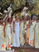 Sexy Mismatched Spaghetti Straps Side Slit Sheath Long Bridesmaid Dresses, SWE1432
