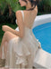 Elegant Side slit Ruffle A-line Long Prom Dress,SWS2062