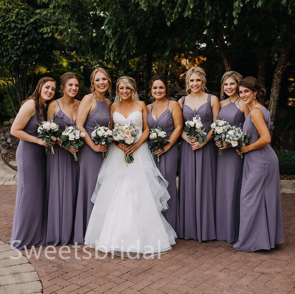 Mismatched Elegant Sweetheart Sleeveless A-line Long Bridesmaid Dressess, SWE1395