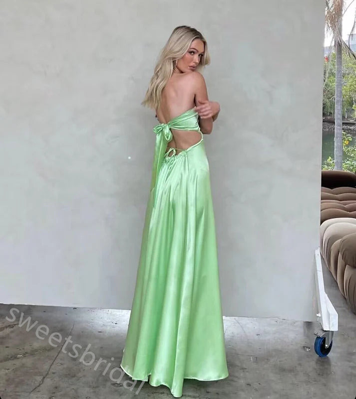 Sexy Strapless Sleeveless A-line Long Floor Length Prom Dress,SWS2333
