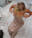 Sparkly Spaghetti Straps Sleeveless Sheath Floor Length Prom Dress,SWS2240