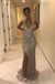 Sparkly V-neck Sleeveless Mermaid Floor Length Prom Dress,SWS2411