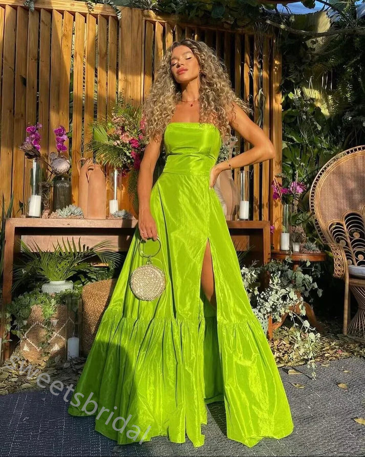 Elegant Sleeveless Side Slit A-line Long Floor Length Prom Dress,SWS2334