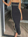 Black Square Sleeveless Sheath Floor Length Prom Dress,SWS2314
