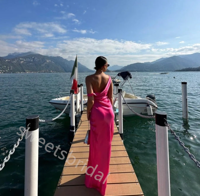 Azalea One Shoulder Sleeveless Sheath Floor Length Prom Dress,SWS2253