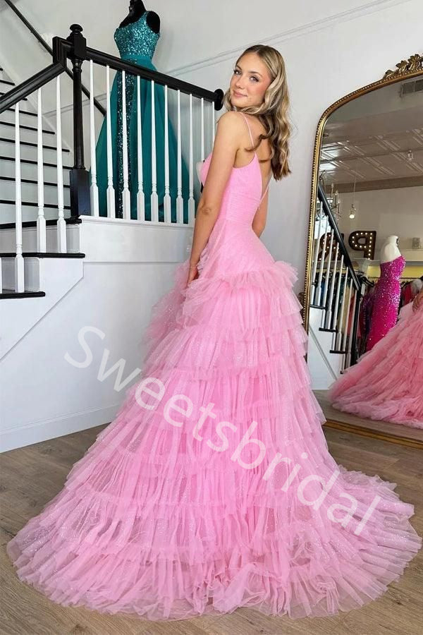 Elegant V-neck Sleeveless A-line Long Prom Dress,SW2023