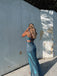 Sparkly Square Sleeveless Side Slit Sheath Floor Length Prom Dress,SWS2315