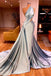 Sliver One Shoulder Sleeveless Mermaid Floor Length Prom Dress,SWS2199