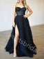 Elegant Spaghetti straps Sweetheart Side slit A-line Long Prom Dress,SW2004