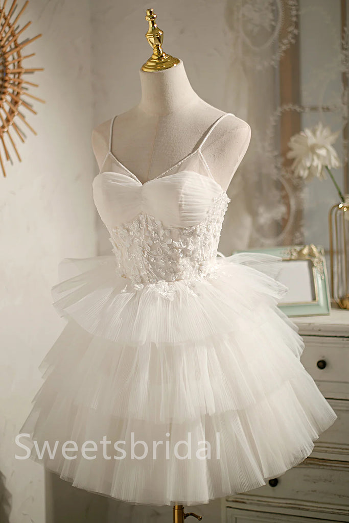 Charming V-neck Sleeveless A-line Short Mini Homecoming Dress, BTW353