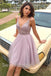 Elegant V-neck Sleeveless A-line Short Mini Homecoming Dress, BTW345