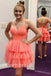 Sexy V-neck Sleeveless A-line Short Mini Homecoming Dress, BTW347