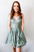 Elegant V-neck Sleeveless A-line Short Mini Homecoming Dress, BTW349