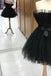 Black Elegant Strapless Sleeveless A-line Short Mini Homecoming Dress, BTW387