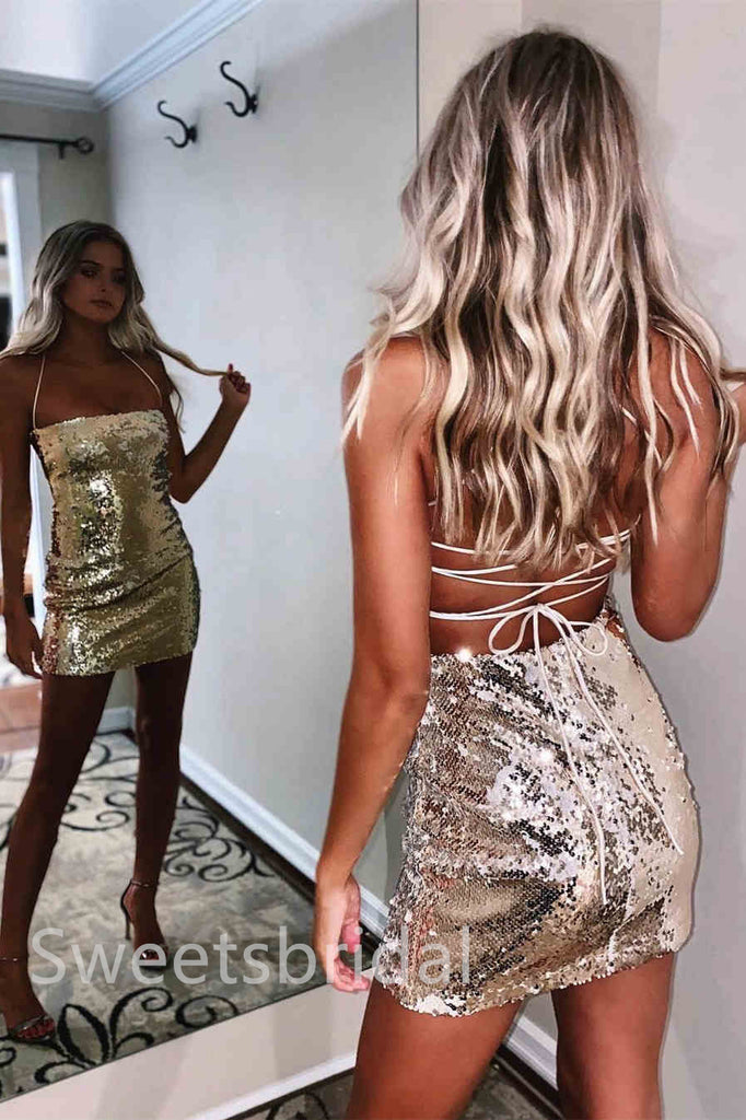 Sexy Scoop Sleeveless Sheath Short Mini Homecoming Dress, BTW389