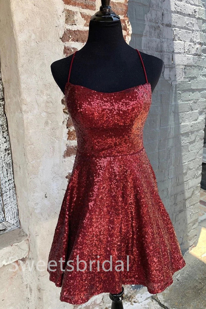 Red Sexy Sleeveless A-line Short Mini Homecoming Dress, BTW366