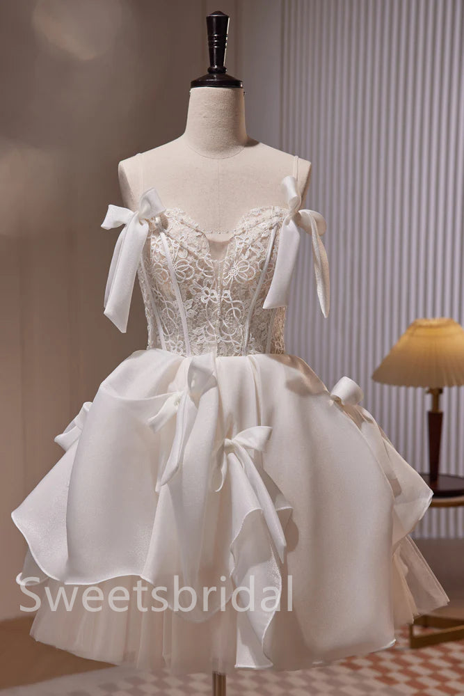 Elegant Sweetheart Bow knot Sleeveless A-line Short Mini Homecoming Dress, BTW359