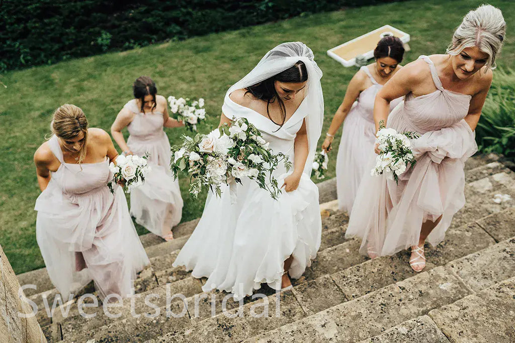 Elegant One shoulder Sleeveless A-line Long Bridesmaid Dressess, SWE1403
