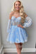 Elegant Off shoulder Sleeveless A-line Short Mini Homecoming Dress, BTW368
