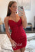 Red Sexy Halter Sheath Short Mini Homecoming Dress, BTW405