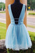Elegant V-neck Sleeveless A-line Short Mini Homecoming Dress, BTW392
