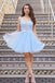 Elegant V-neck Sleeveless A-line Short Mini Homecoming Dress, BTW390