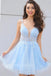 Elegant V-neck Sleeveless A-line Short Mini Homecoming Dress, BTW390