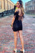 Sexy Off shoulder Sleeveless Sheath Short Mini Homecoming Dress, BTW407