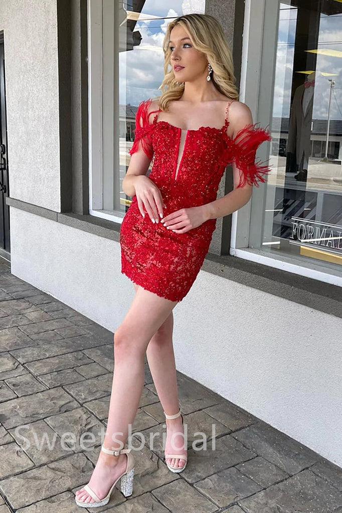 Sexy Off shoulder Sleeveless Sheath Short Mini Homecoming Dress, BTW407