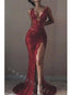 Sexy V-neck Sleeveless Side slit Mermaid Long Prom Dress,SWS2088
