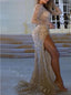 Sexy Long Sleeves Side slit Mermaid Long Prom Dress,SWS2087