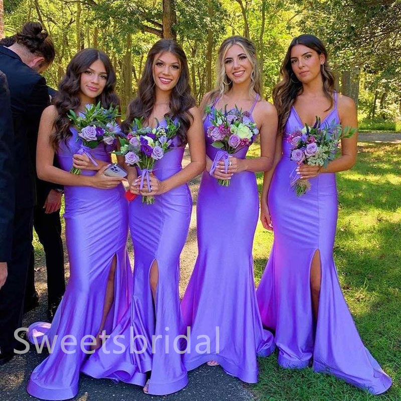 Sexy V-neck Sleeveless Side slit Mermaid Long Mermaid Dressess, SWE1386