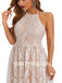 Lvory Lace Chiffon Halter A-line Applique Floor-length Wedding Dresses,DB0174