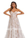 Lvory Lace Chiffon Sweetheart A-line Applique Floor-length Wedding Dresses,DB0175