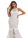 Lvory Lace Sleeveless Mermaid Applique Side slit Wedding Dresses,DB0176