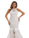 Lvory Lace Sleeveless Mermaid Applique Side slit Wedding Dresses,DB0176