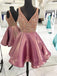 Gorgeous Deep V Neck Taffeta A Line With Rhinestone Short Homecoming Dress, BTW227