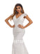 Ivory Mermaid V-Neck Backless Handmade Lace Wedding Dresses,DB0179
