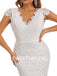 Ivory Mermaid V-Neck Backless Handmade Lace Wedding Dresses,DB0179