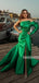 Elegant One-shoulder Satin Side Slit Long Evening Prom Dresses, PD0035