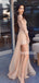 Simple Halter See-through A-line Evening Dresses Long Prom Dresses ,MD380