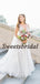 Pretty V-neck A-line Lace Tulle Sleeveless Long Wedding Dresses Evening Dresses, WD1130