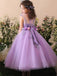 Cute Handmade A Line Applique Tulle Long Flower Girl Dresses , GTE2128